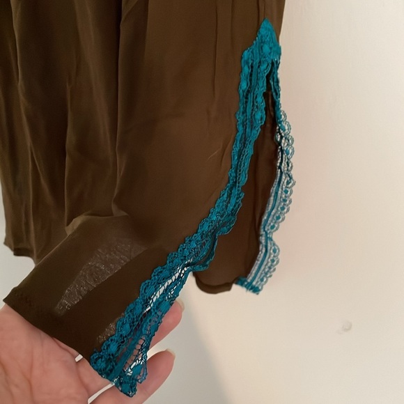 Araks slip size M. Brown & Teal lace. 100% cotton - Picture 3 of 7